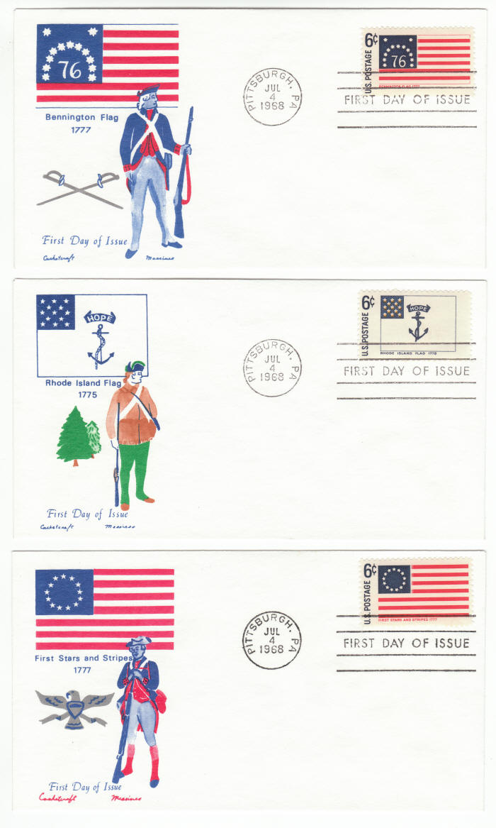 Scott #1348 1349 1350 Historic Flags First Day Covers