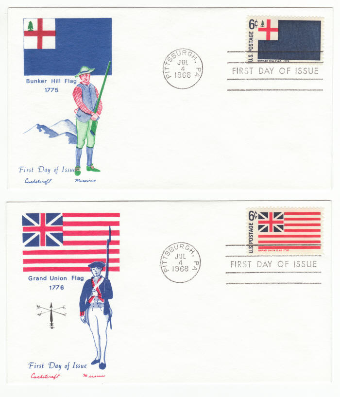 Scott #1351 1352 Historic Flags First Day Covers