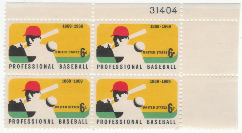 Scott #1381 Professional Baseball Plate Block