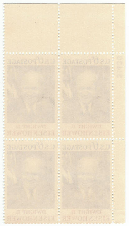 Scott #1383 Eisenhower in Memoriam Plate Block