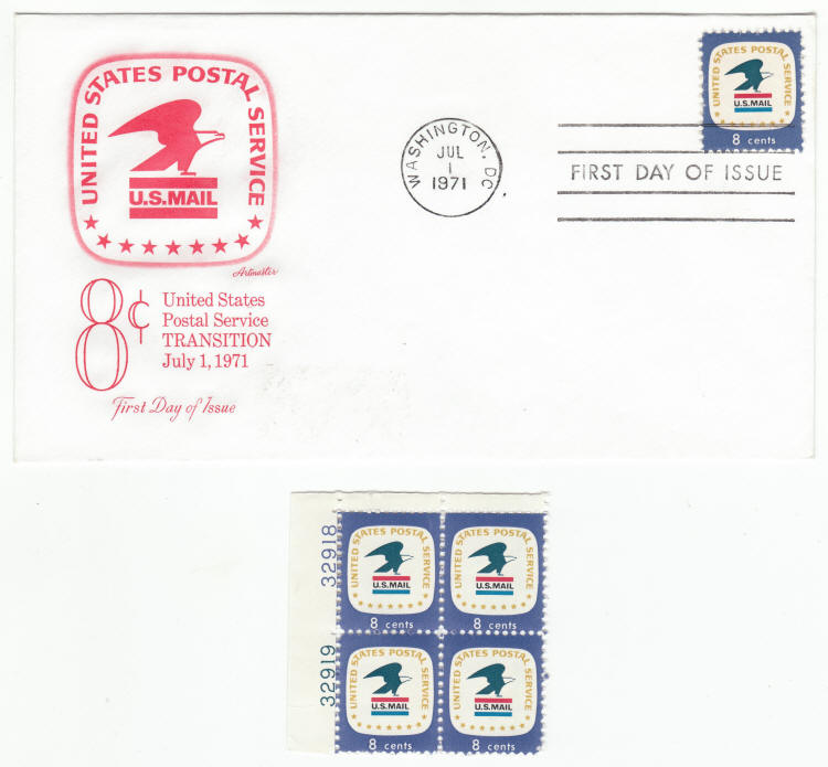 Scott #1396 Stylized Eagle First Day Cover Block