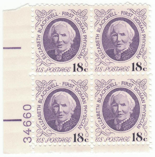 Scott #1399 Elizabeth Blackwell Plate Block