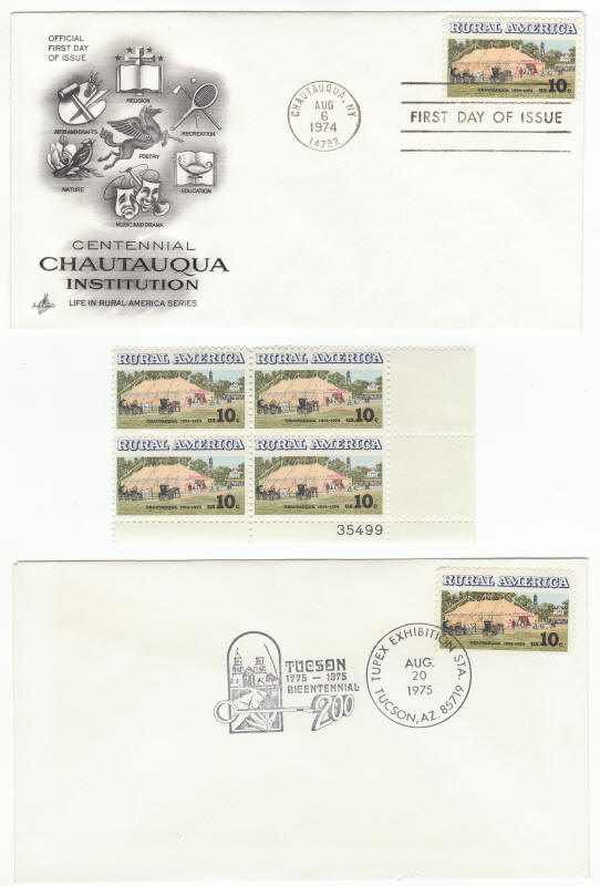 Scott #1505 Centennial Chautauqua Institution First Day Cover TUPEX Plate Block