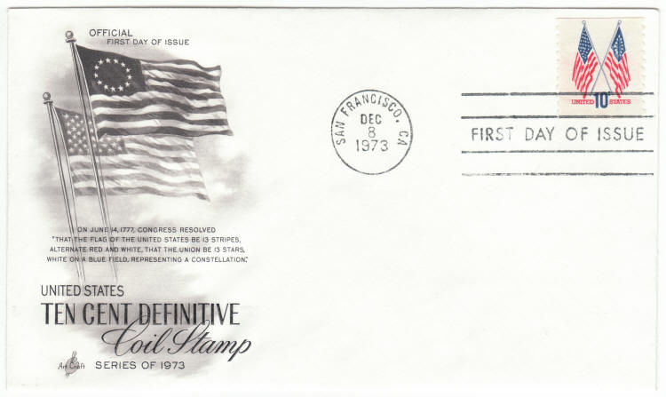 Scott #1519 Definitive Crossed Flags Coil Stamp First Day Cover