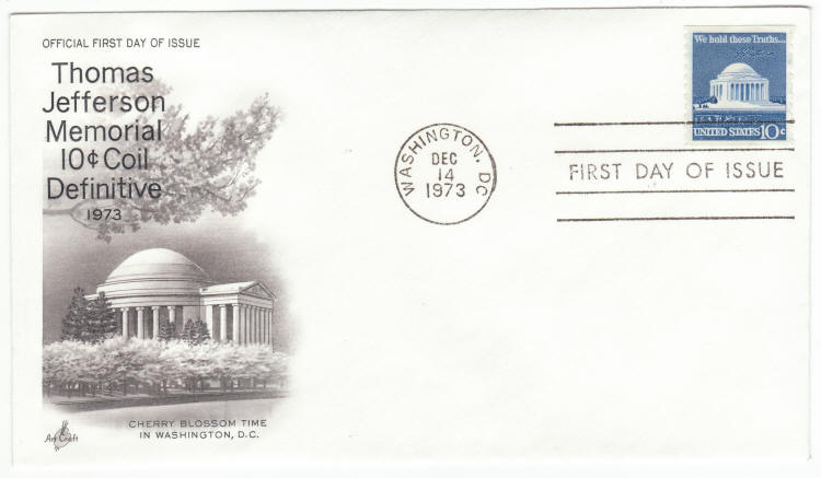 Scott #1520 Thomas Jefferson Memorial Coil Stamp First Day Cover