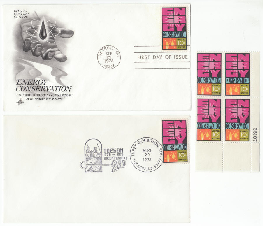 Scott #1547 Energy Conservation First Day Cover TUPEX Plate Block