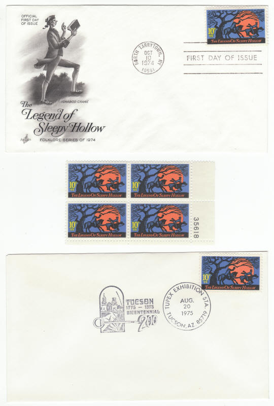 Scott #1548 Legend of Sleepy Hollow First Day Cover TUPEX Plate Block