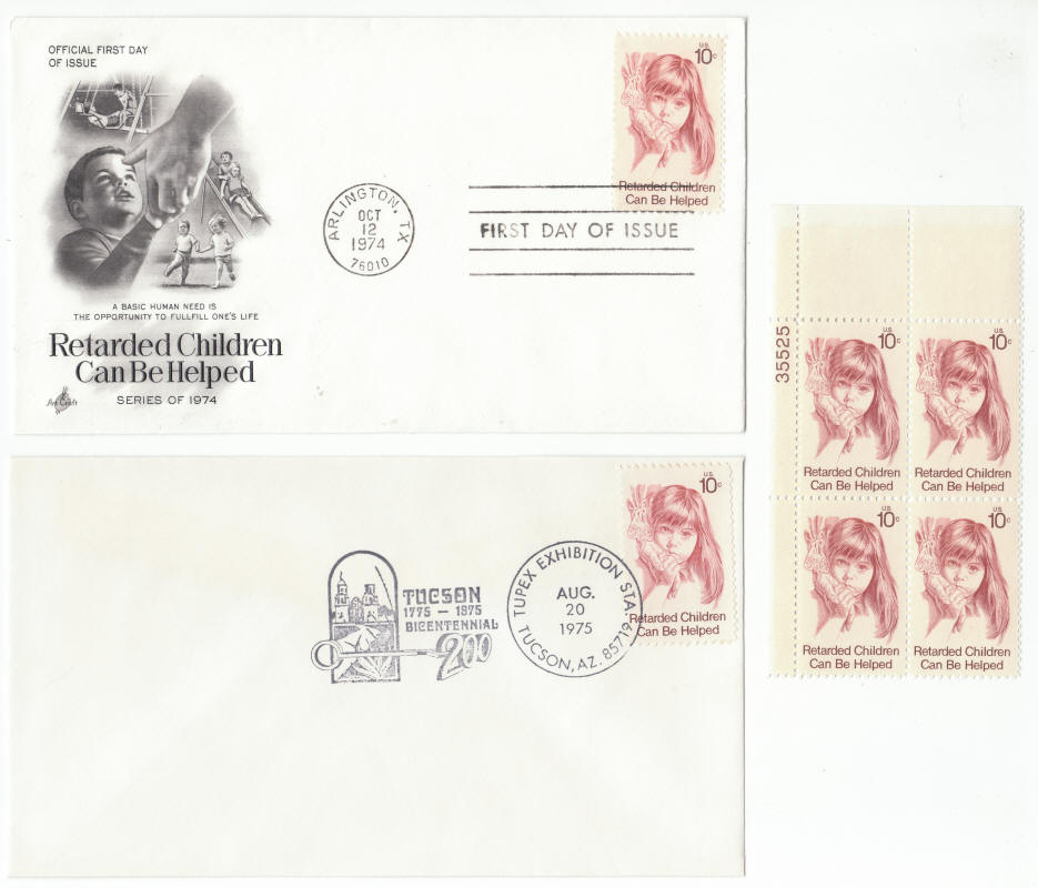 Scott #1549 Retarded Children Can Be Helped First Day Cover TUPEX Plate Block