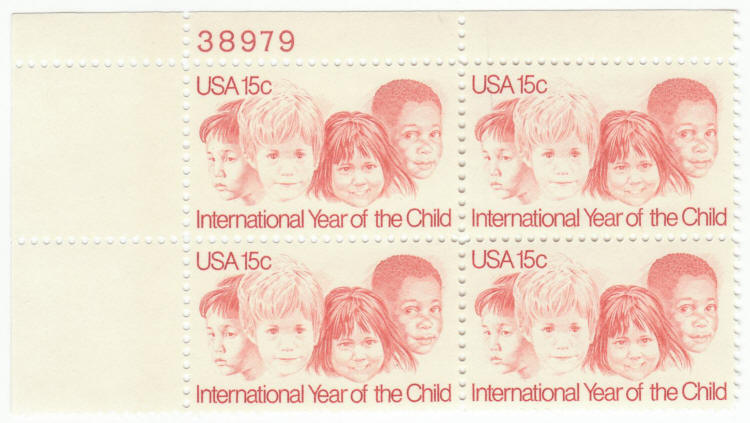 Scott #1772 International Year Of The Child Plate Block