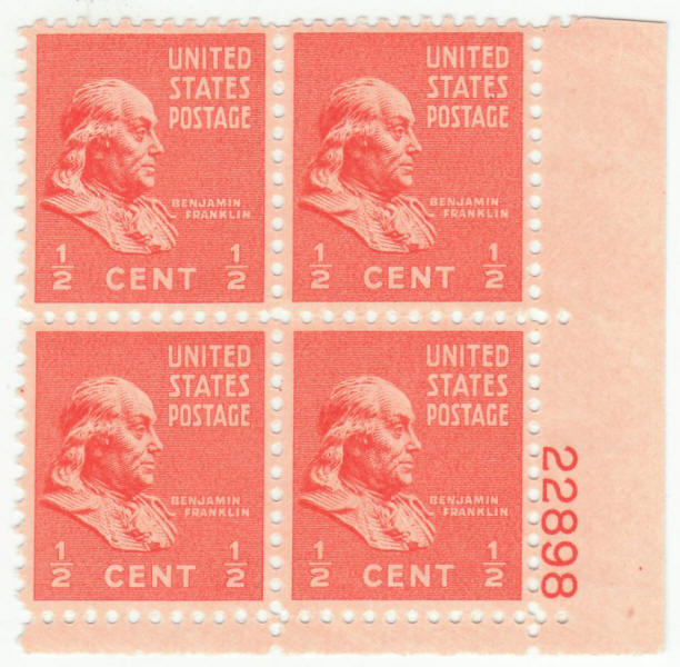 Scott #803 Benjamin Franklin Definitive Plate Block