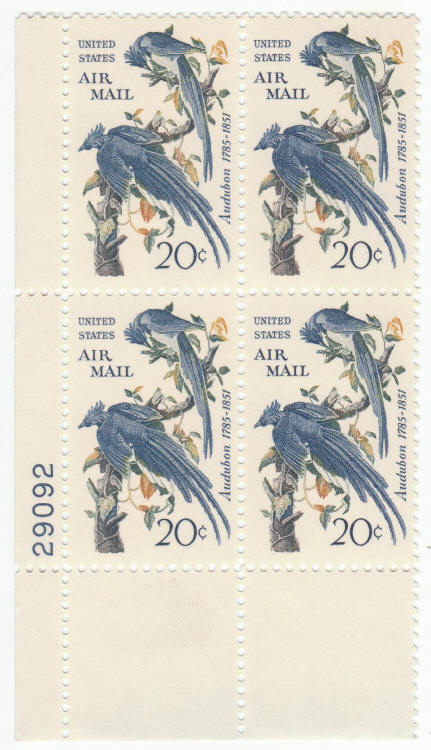 Scott #C71 Air Mail Audubon Blue Jays Plate Block