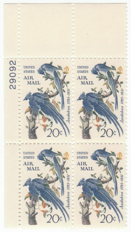 Scott #C71 Air Mail Audubon Blue Jays Plate Block