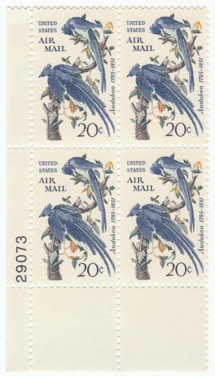 Scott #C71 Air Mail Audubon Blue Jays Plate Block