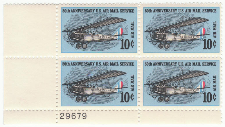 Scott #C74 Plate Block 50th Anniversary Of Air Mail