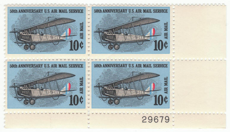 Scott #C74 Plate Block 50th Anniversary Of Air Mail