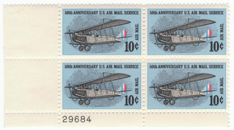 Scott #C74 Plate Block 50th Anniversary Of Air Mail