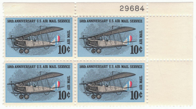 Scott #C74 Plate Block 50th Anniversary Of Air Mail