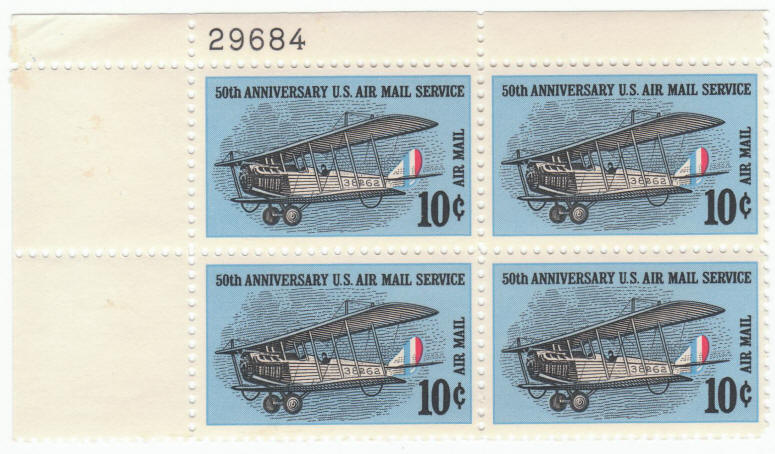 Scott #C74 Plate Block 50th Anniversary Of Air Mail