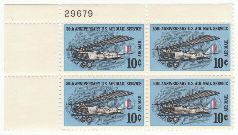 Scott #C74 Plate Block 50th Anniversary Of Air Mail