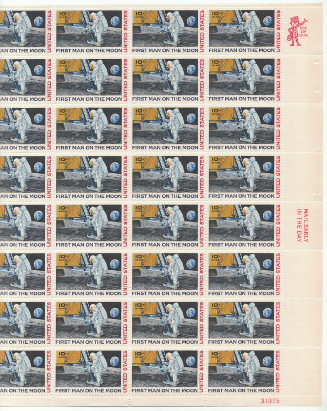 Scott #C76 First Man On The Moon US Postage Stamp Sheet of 40 Right