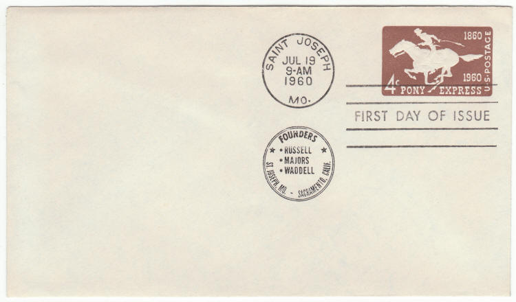 Scott #U543 Pony Express Embossed Stamp First Day Cover