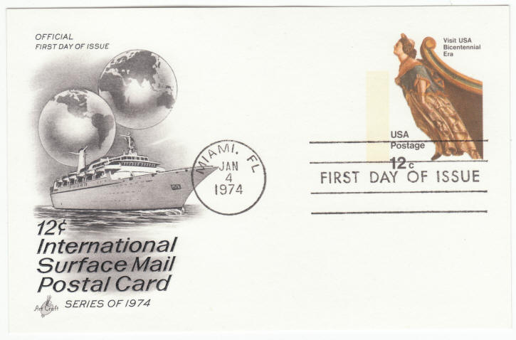 Scott #UX67 International Surface Mail Postal Card First Day Cover