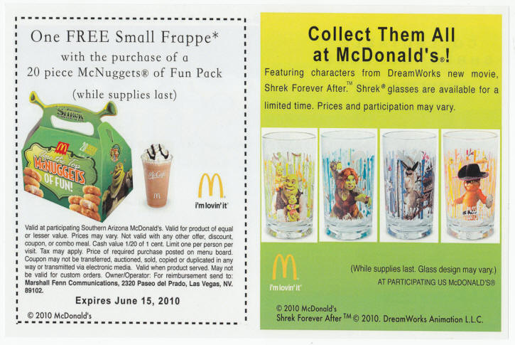 Shrek Forever After McDonalds Promotional Flyer