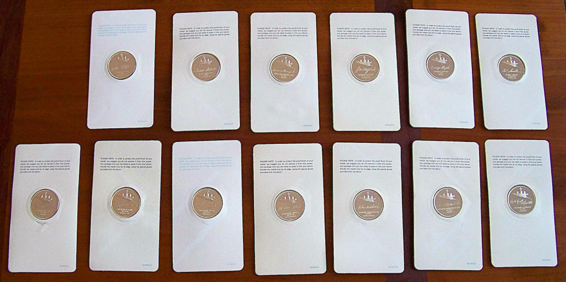 1972-76 Official Signers Medals Silver Proof Set 44 - 56 Reverse