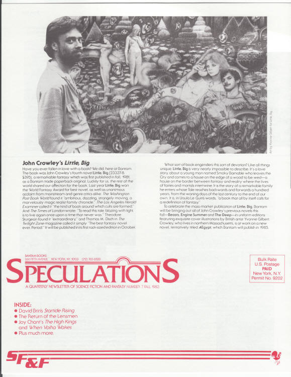 Speculations 7 Fall 1983 back cover