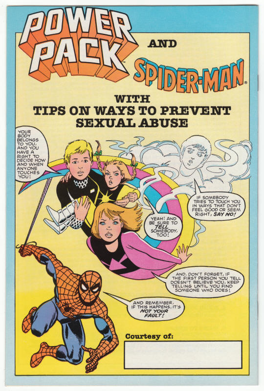 Spider-Man Power Pack Promo Comic Book back cover