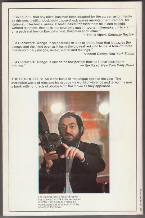 Stanley Kubricks A Clockwork Orange back cover