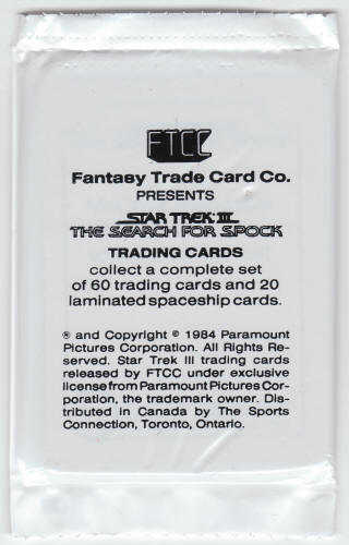 Star Trek III Search For Spock Wax Pack back