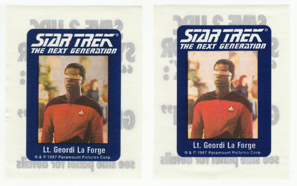 Star Trek Lt. Geordi La Forge Sticker Cereal Premium