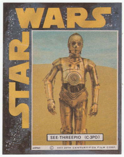 Star Wars 1977 Cocoa Puffs Cereal Premium C3PO Sticker