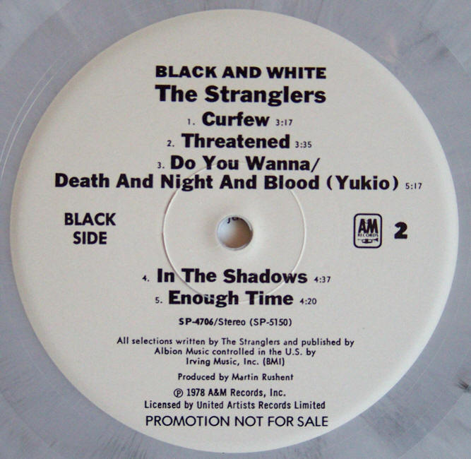 The Stranglers Black And White Limited Edition Promotional Album Side 2 label