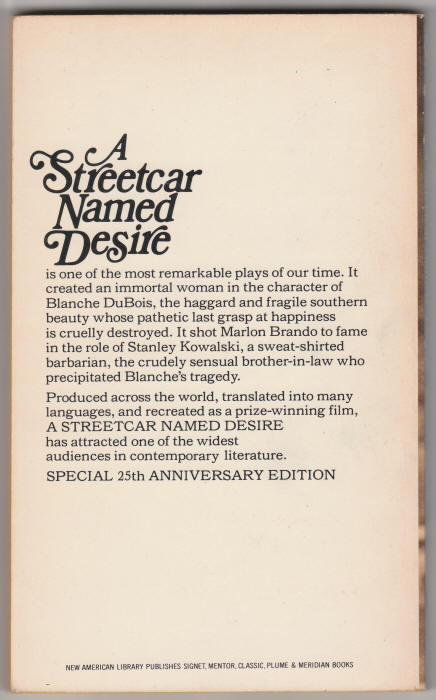 A Streetcar Named Desire back cover