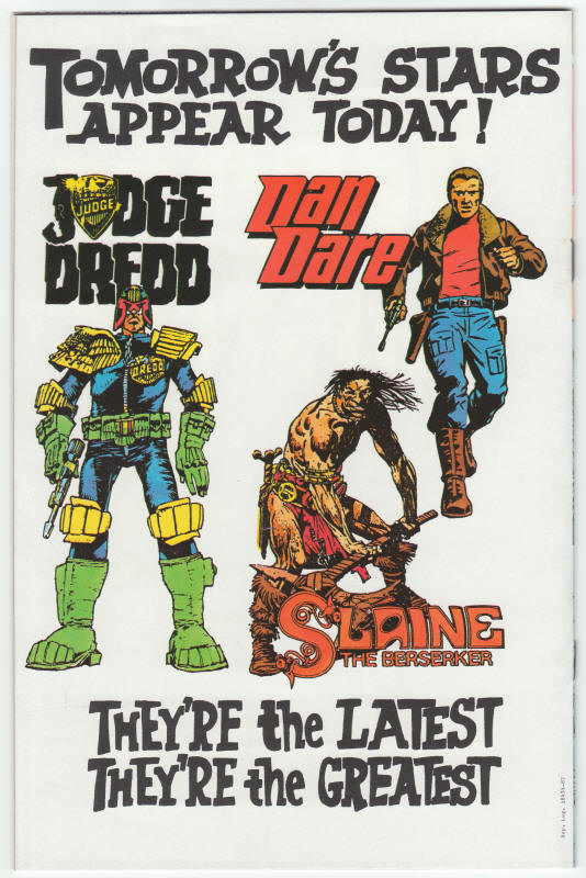 Strontium Dog #1 1986 Regular Series back cover