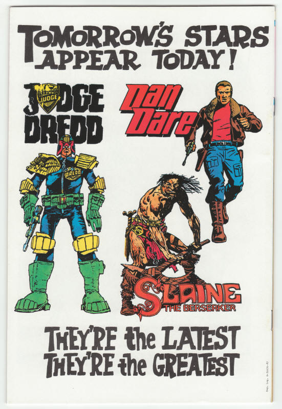 Strontium Dog #2 1986 Regular Series back cover