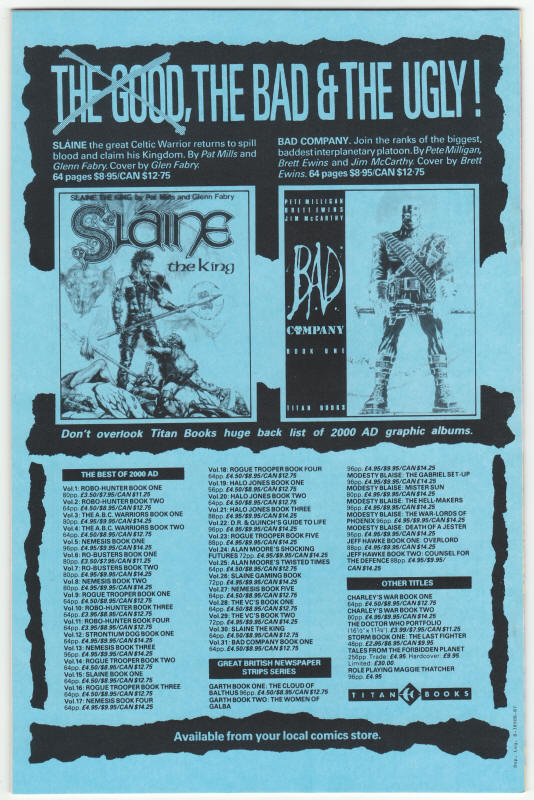 Strontium Dog #6 1986 Regular Series back cover