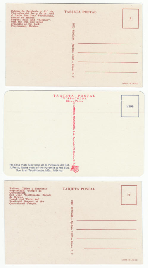 Teotihuacan Mexico Post Cards 1970s