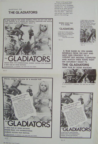 The Gladiators Advertising Proof Sheet