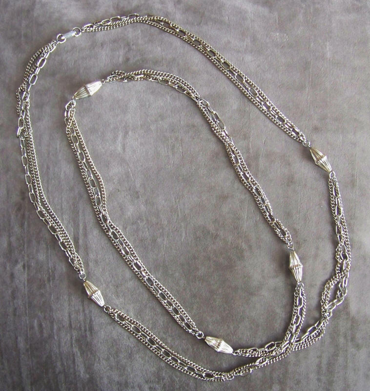 59 Inch Flapper Style 3 Strand Necklace