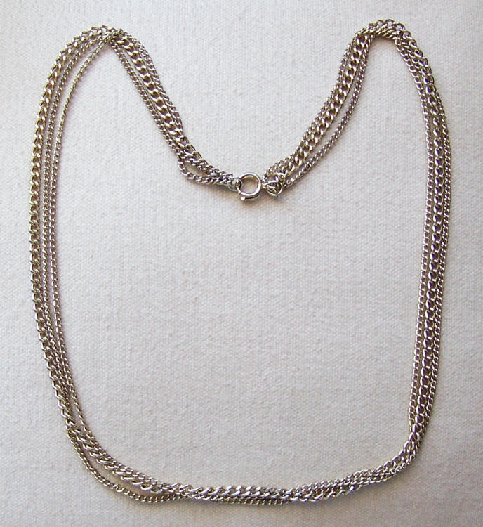 Three Strand Gold Metal Link Necklace