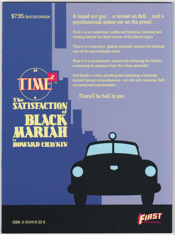 First Comics Graphic Novel Time Squared The Satisfaction Of Black Mariah back cover