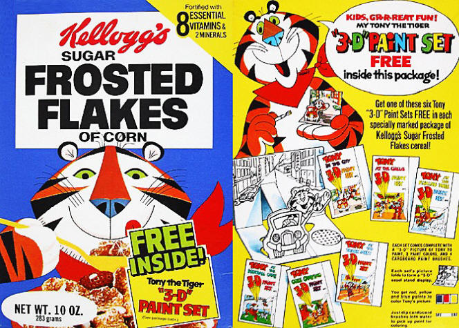 Frosted Flakes Box 1976 3D Paint Set Premiums