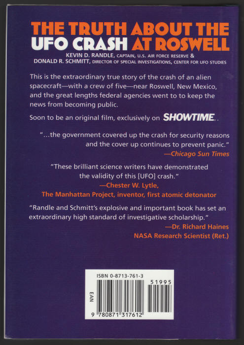 The Truth About The UFO Crash At Roswell back cover
