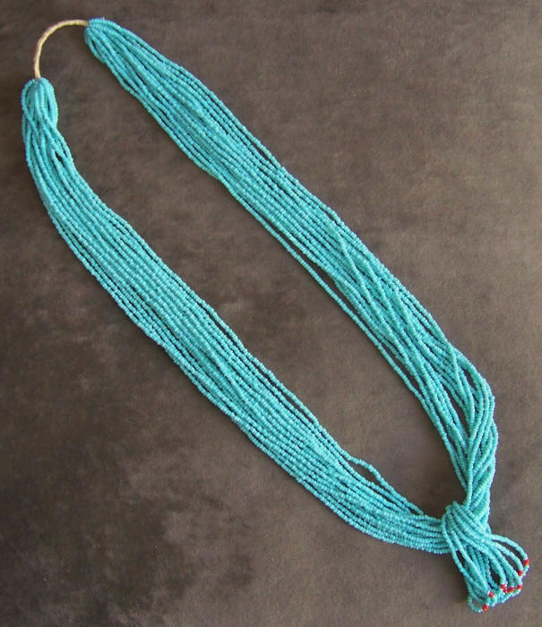16 Strand Turquoise Colored Seed Bead Necklace