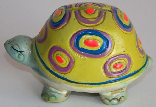 1969 1970 Hand Painted Turtle Bank