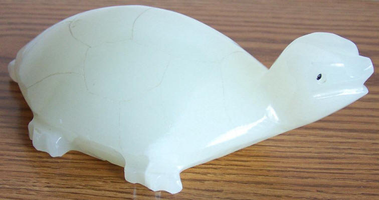 1969 1970 Large White Carved Onyx Turtle