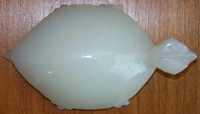 1969 1970 Large White Carved Onyx Turtle